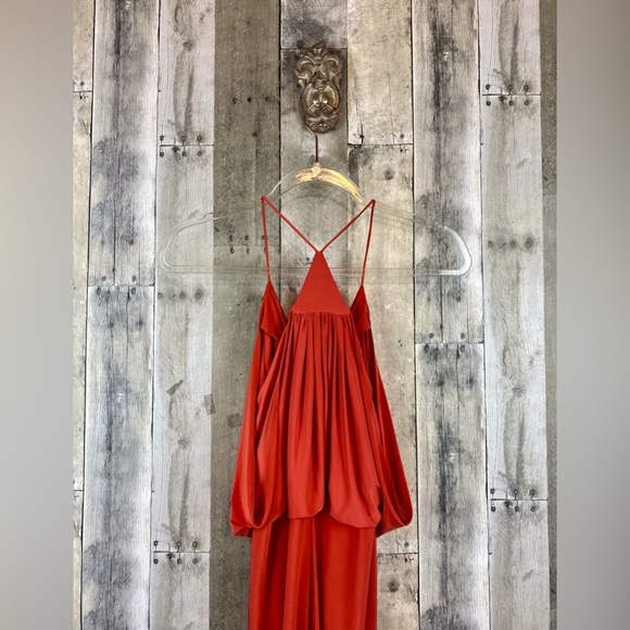 MISA Los Angeles Domino Tie Front Dress in Red Size Medium. - Picture 4 of 10